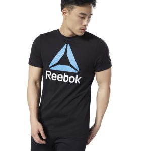 Reebok QQR- Stacked T Shirt Herren - Schwarz/Blau - DE 306-KED